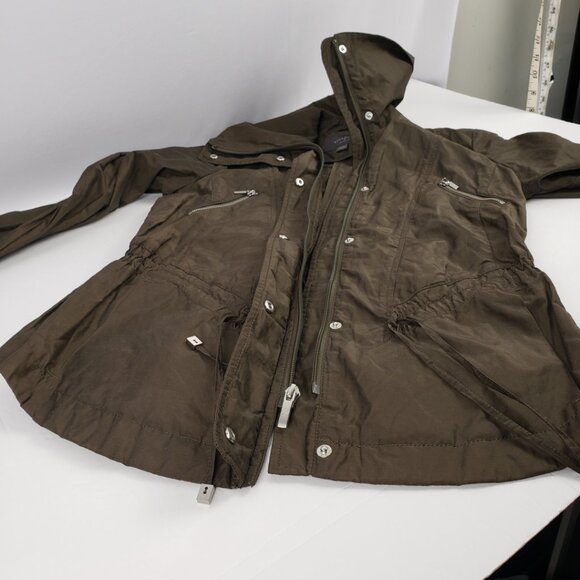 COLE HAAN Sz PXS Olive Green Jacket Adjustable Women Petite Pockets Utility Coat - Picture 8 of 15